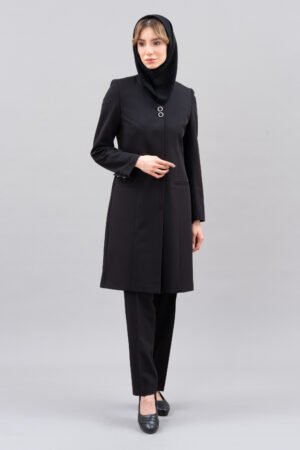مانتو و شلوار اداری زنانه مشکی فیونا عاج مدل 716-95، به رنگ مشکی و سبک اداری