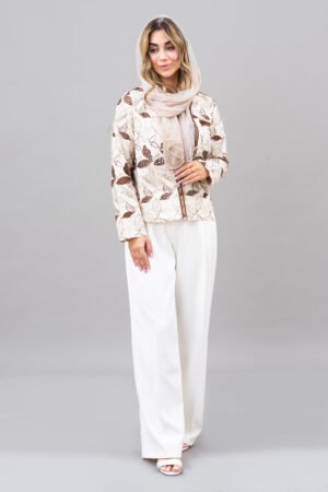 کت اسپرت لنین خامه دوزی عاج مدل 311-142