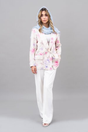 کت اسپرت گلدار لنین عاج مدل 319-116